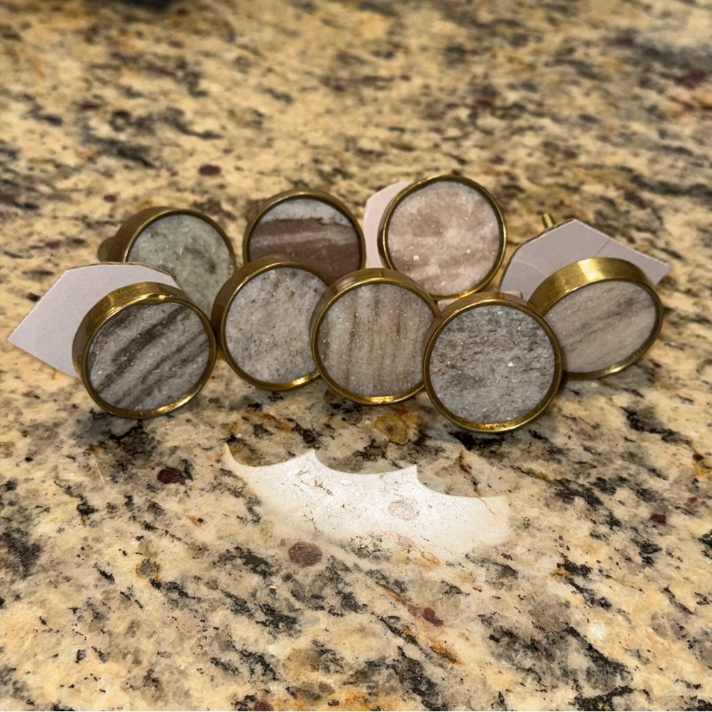 Stone & Brass Knobs - set of 8
